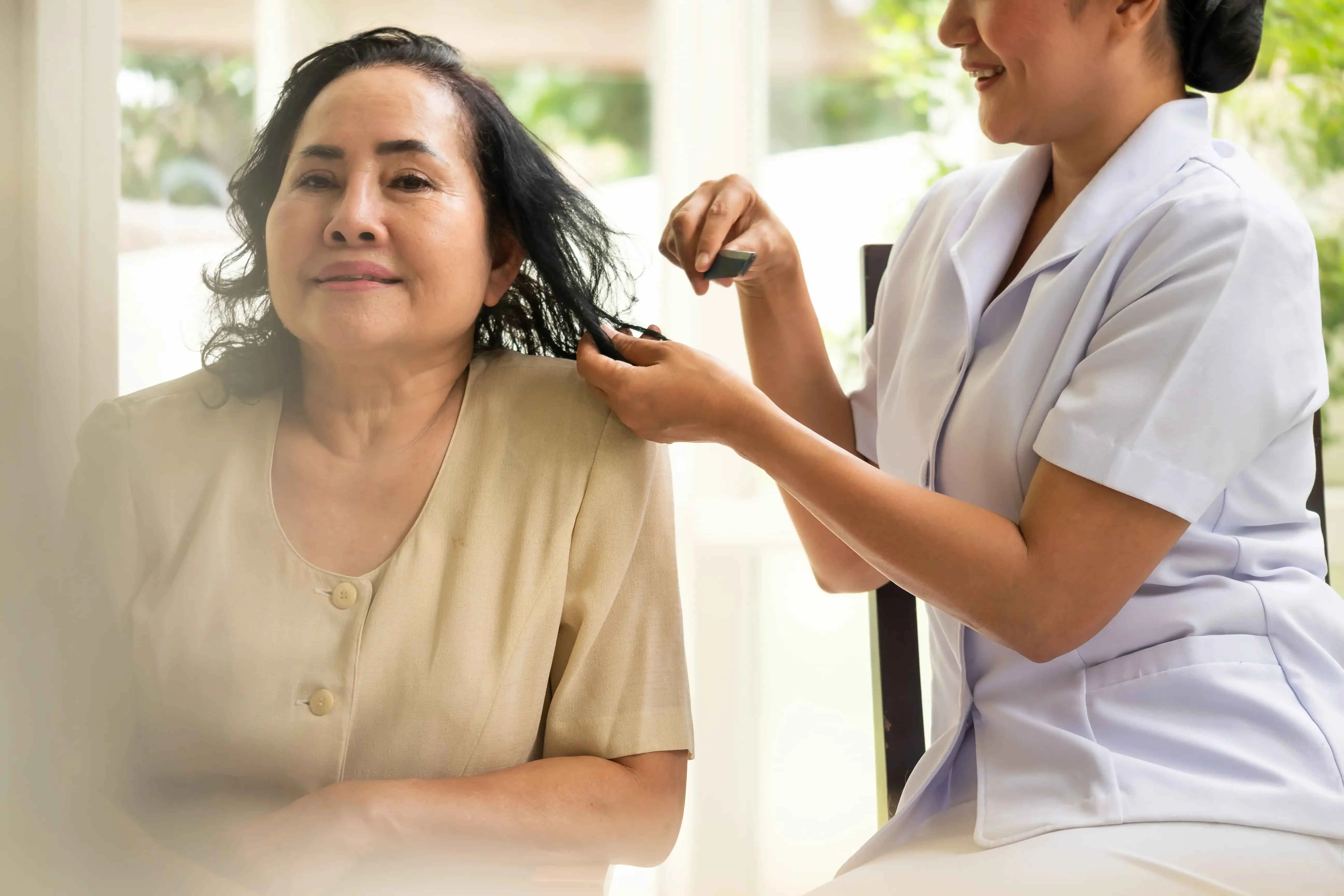 Home care professional providing timely support to a client